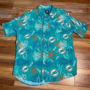 NFL Apparel Miami Dolphins Print Button Down Men’s XL Short Sleeve Shirt